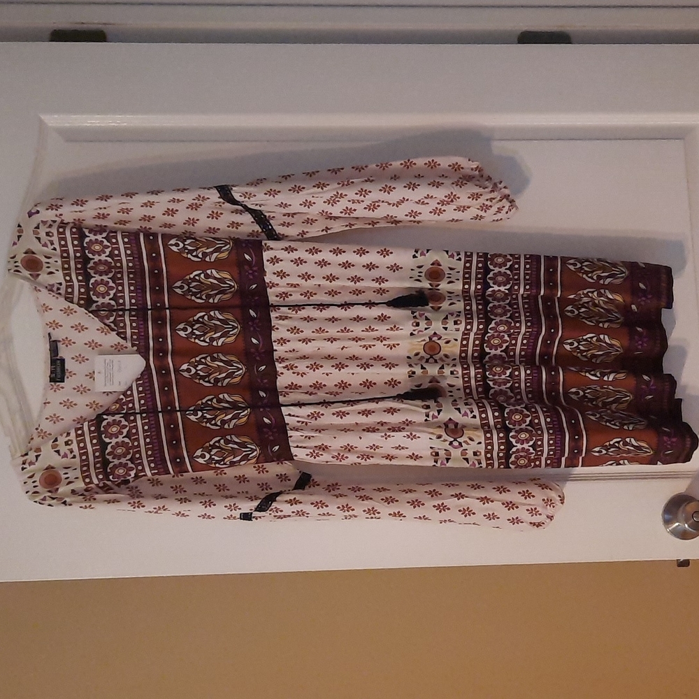 Boho Tie-back long sleeve dress/tunic